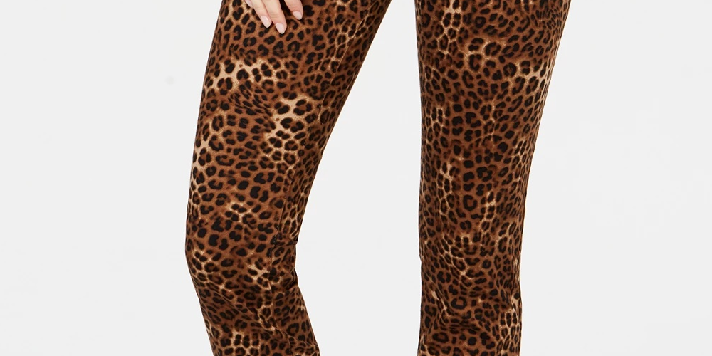 Calça jeans feminina Lexington reta estampada Charter Club, marrom, tamanho 12, pequena