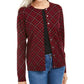 Karen Scott Cardigan feminino com estampa xadrez para festas, vermelho, tamanho extragrande