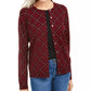 Karen Scott Cardigan feminino com estampa xadrez para festas, vermelho, tamanho XXG