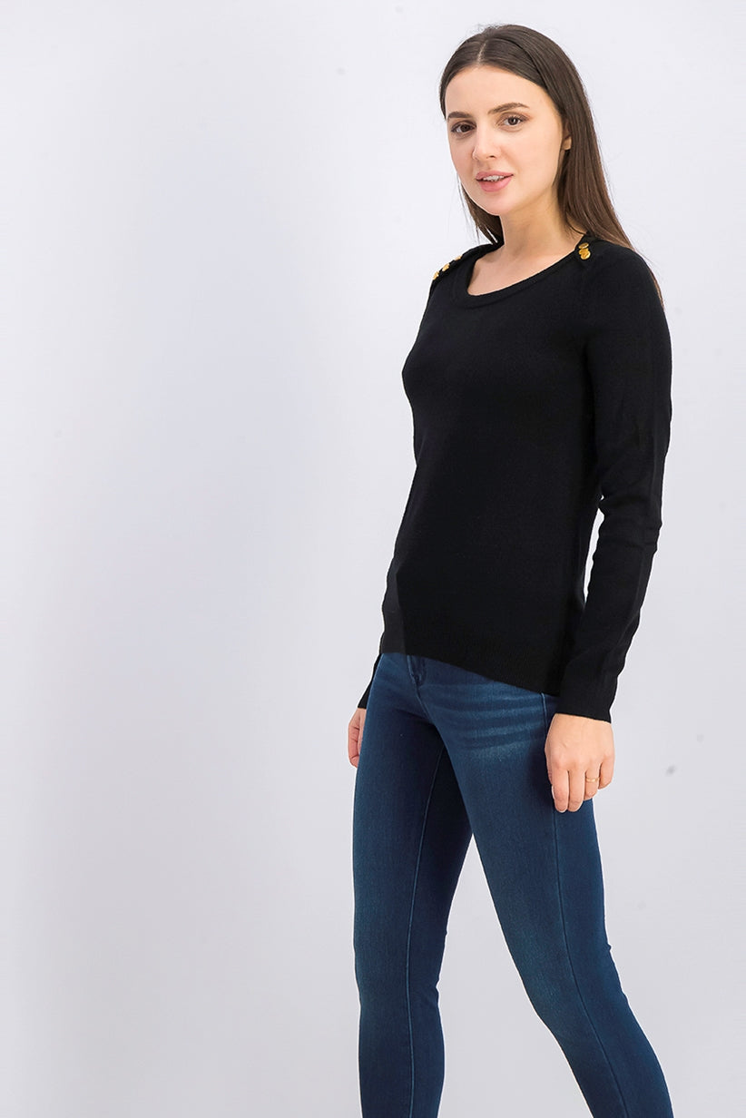 Karen Scott Suéter Feminino com Ombros Abertos Preto Tamanho Médio