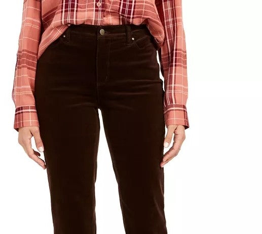 Calça de veludo cotelê feminina Charter Club Petite Lexington com perna reta, vermelho brilhante, tamanho 8