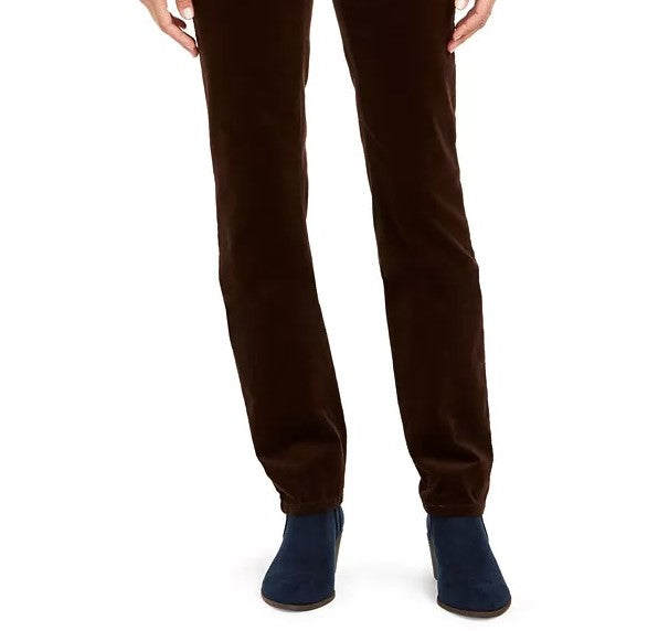 Calça de veludo cotelê feminina Charter Club Petite Lexington com perna reta, vermelho brilhante, tamanho 8
