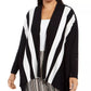 Cardigan feminino Alfani Plus listrado com frente aberta, preto, tamanho 3X