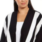 Cardigan feminino Alfani Plus listrado com frente aberta, preto, tamanho 3X