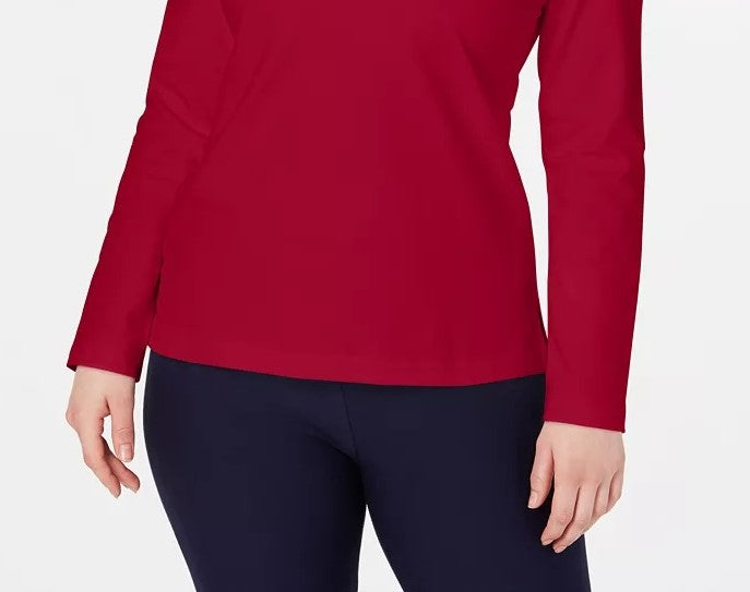 Moletom esportivo feminino Karen Scott com cadarço vermelho brilhante tamanho extra pequeno