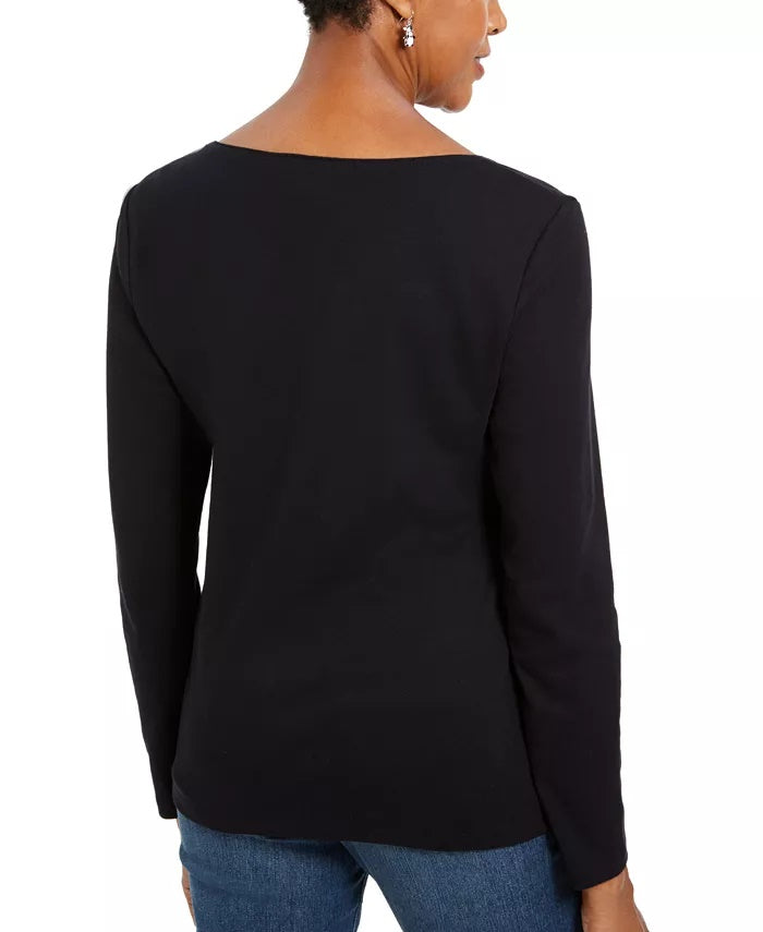 Camisa feminina bordada para cachorro Karen Scott, tamanho pequeno, preta