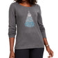 Camiseta feminina Karen Scott de algodão com estampa de Natal, tamanho médio, cor carvão