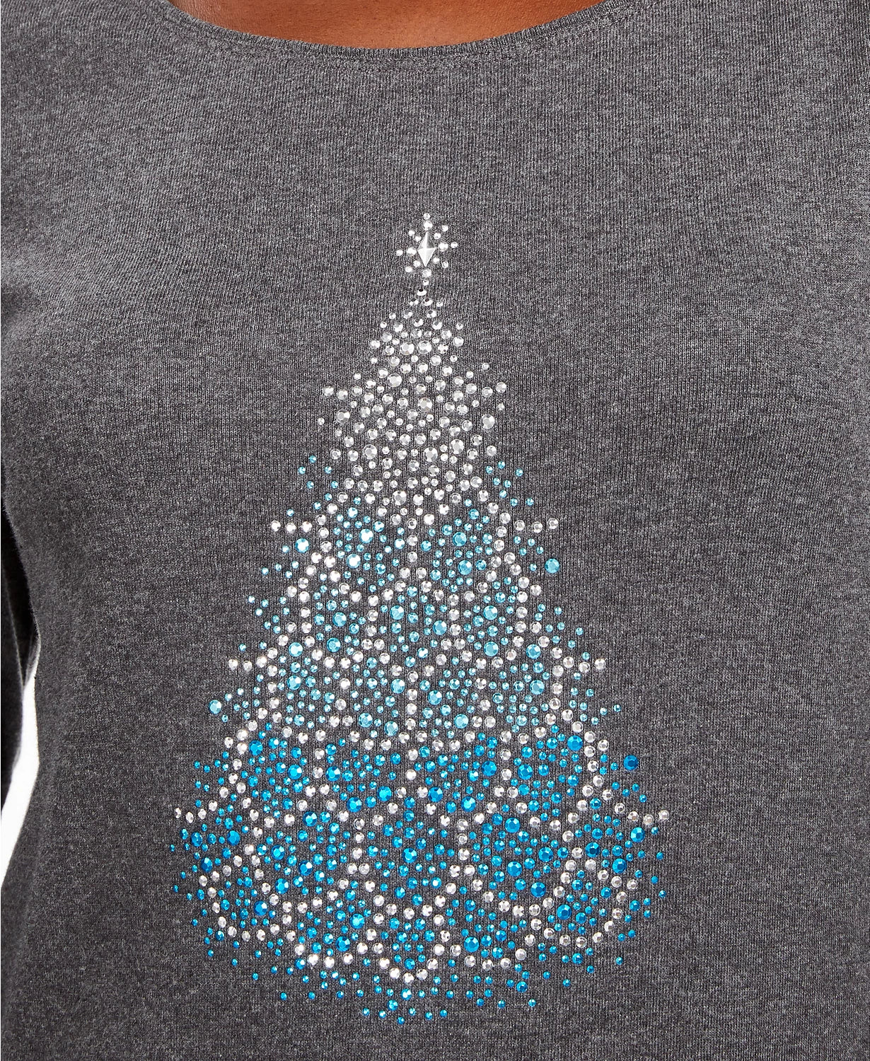 Camiseta feminina Karen Scott de algodão com estampa de Natal, tamanho médio, cor carvão