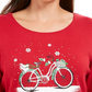 Karen Scott Camiseta Feminina Snow Bike Algodão Vermelho Brilhante Tamanho Médio