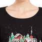 Camisa feminina Karen Scott com estampa de glitter para festas, preta, tamanho pequeno