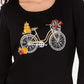 Karen Scott Top de bicicleta de algodão com detalhes femininos, preto, tamanho grande