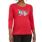Karen Scott Chinelos Femininos Petite Winter Algodão Top Vermelho Brilhante Tamanho PM