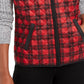 Colete esportivo feminino Karen Scott xadrez puffer vermelho brilhante tamanho pequeno