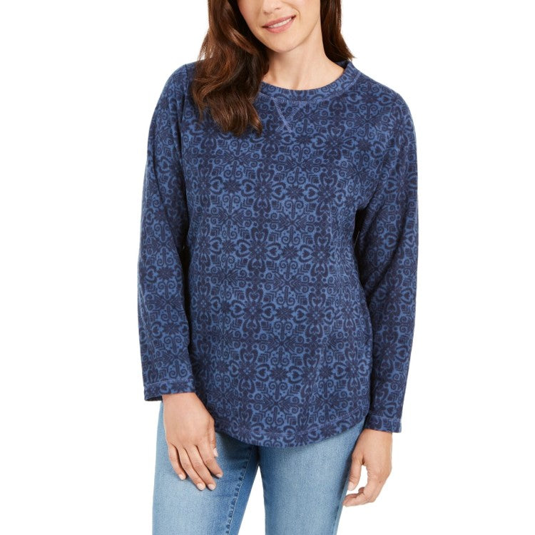 Karen Scott Camiseta Feminina Esportiva Estampada Microfleece Azul Tamanho P
