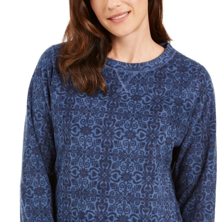 Karen Scott Camiseta Feminina Esportiva Estampada Microfleece Azul Tamanho P