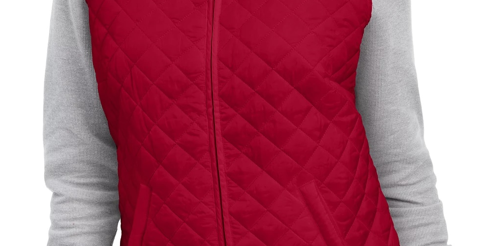 Colete acolchoado feminino Karen Scott vermelho brilhante tamanho pequeno