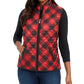 Colete esportivo feminino Karen Scott xadrez puffer vermelho brilhante tamanho grande