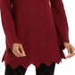 Suéter canelado com bainha recortada feminino Style &amp; Co, tamanho médio, vermelho, extra pequeno