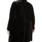 Jaqueta longa de veludo aberta na frente, tamanho grande, feminina, Alfani, preta, tamanho 2X