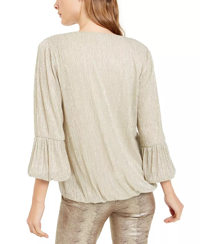 Top bolha metálico feminino Alfani dourado tamanho pequeno pequeno