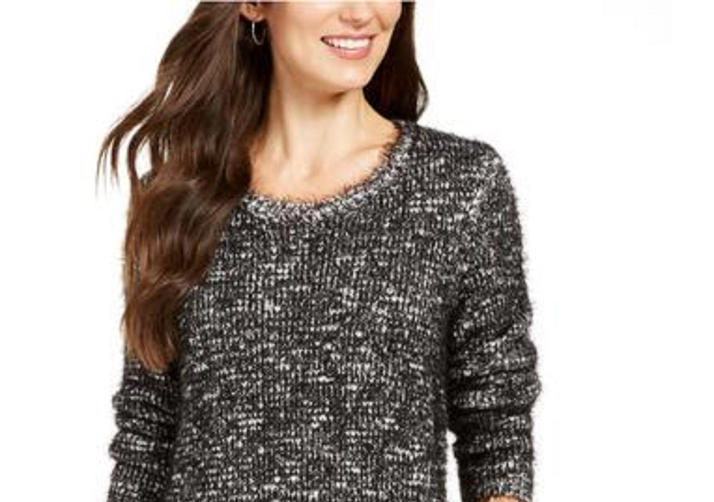 Suéter texturizado de cílios feminino Style &amp; Co, preto, tamanho extra grande