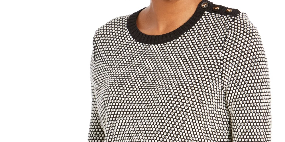 Suéter feminino texturizado com acabamento contrastante Charter Club, preto, tamanho X-S