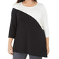 Túnica Alfani Plus Size Colorblock Feminina Preta Tamanho 1X