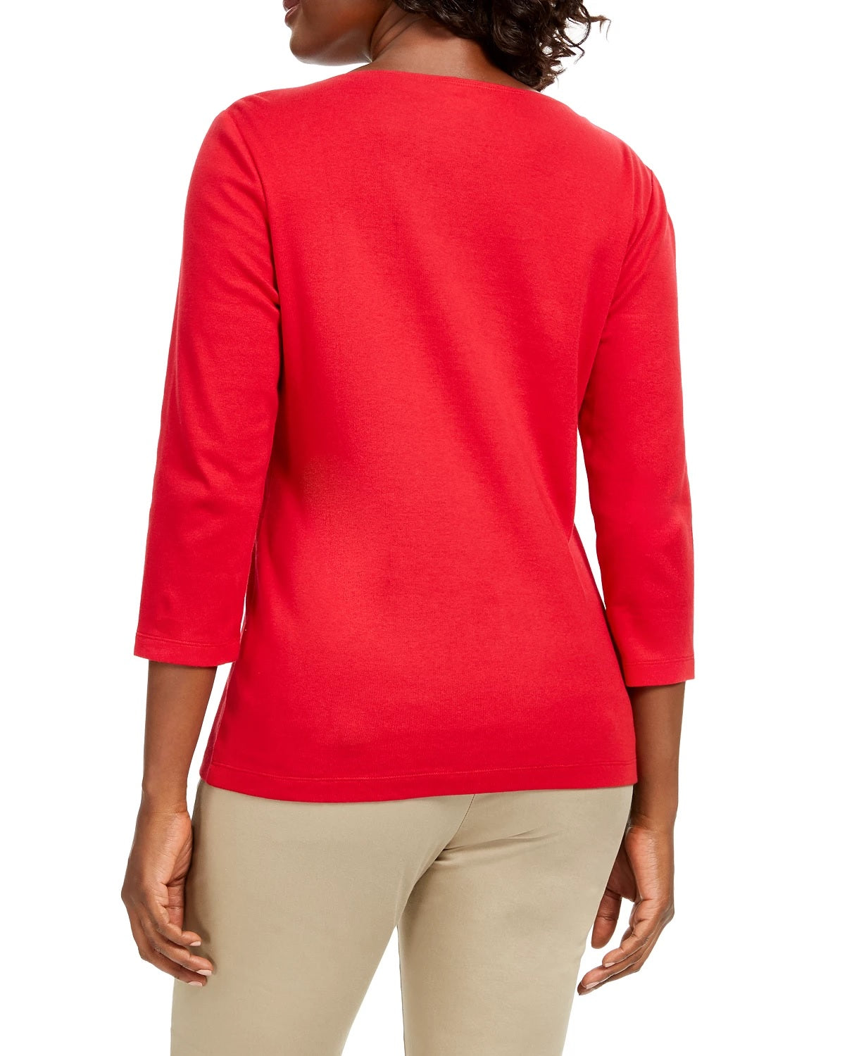 Karen Scott Top Feminino com Tachas e Conchas Vermelhas Tamanho P