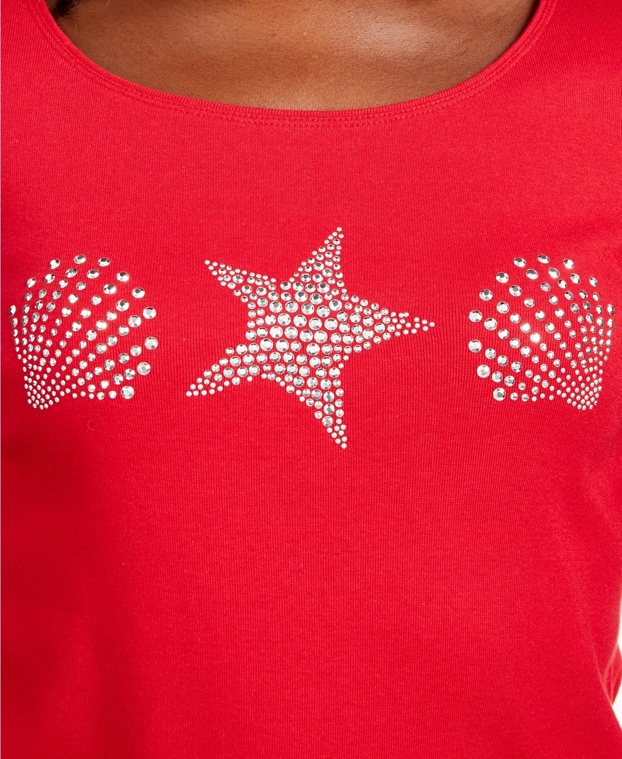 Karen Scott Top Feminino com Tachas e Conchas Vermelhas Tamanho P