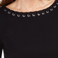 Karen Scott Top de algodão com ilhós feminino, preto, tamanho extra pequeno