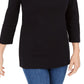 Karen Scott Top de algodão com ilhós feminino, preto, tamanho extra pequeno