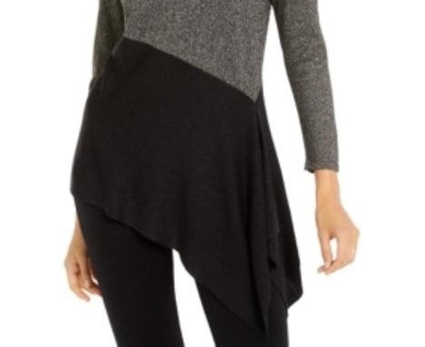 Blusa Alfani Feminina Assimétrica Colorblocked Shimmer Preta Tamanho XXG