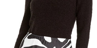 Suéter feminino Alfani com gola alta e bouclé, preto, tamanho grande