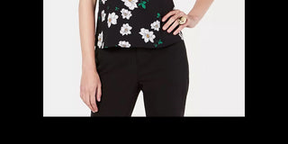 Camisola feminina Bar III com estampa floral e acabamento em renda, preta, tamanho pequeno