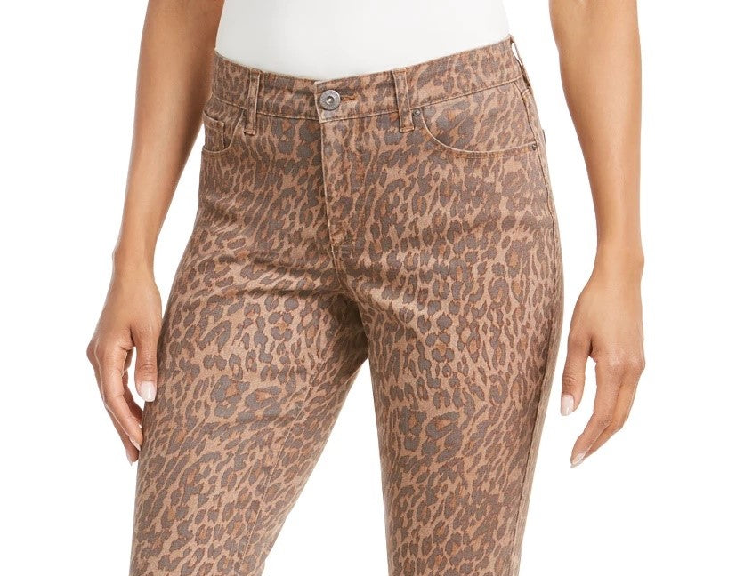 Calça jeans skinny estampada feminina Style &amp; Co Curvy-Fit marrom tamanho 8