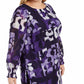 Túnica feminina Alfani Plus Size com estampa e punho franzido, roxa, tamanho 1X