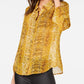 Camisa feminina com estampa de cobra da INC International Concepts, tamanho médio, dourada