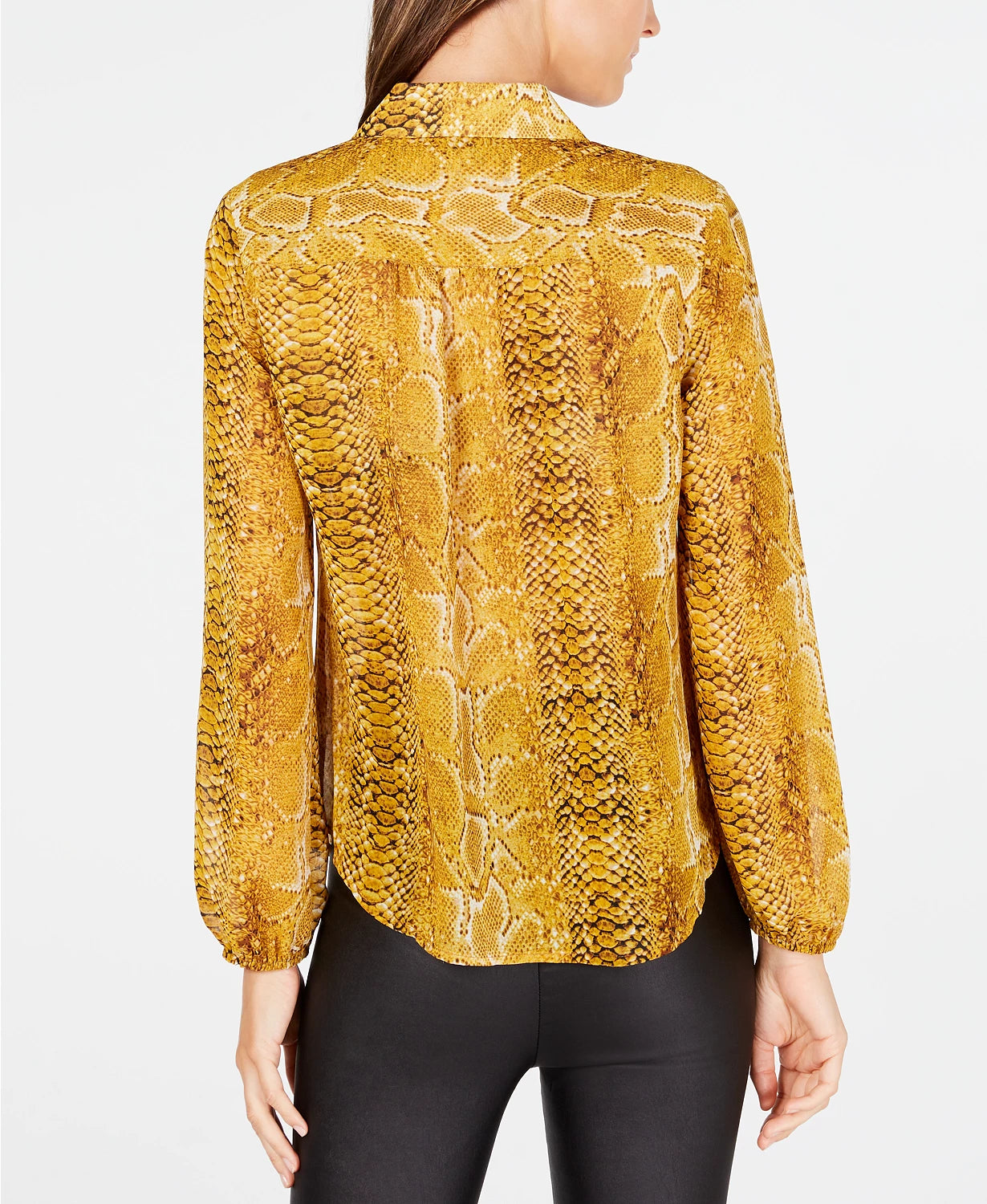 Camisa feminina com estampa de cobra da INC International Concepts, tamanho médio, dourada