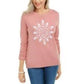 Karen Scott Suéter Feminino com Apliques de Floco de Neve Rosa Tamanho Médio