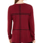 Suéter Alfani Feminino com Estampa de Grade Vermelho Tamanho X-G