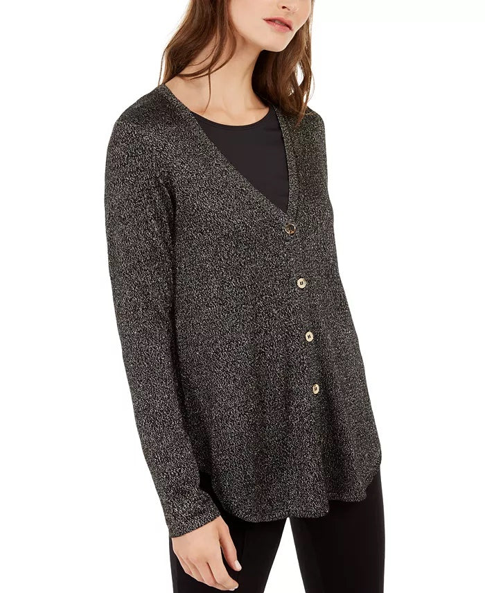 Cardigan Alfani Feminino Metálico Preto Tamanho Pequeno Médio
