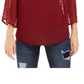 Blusa feminina estilo &amp; co com estampa de mídia mista e mangas transparentes, vermelho escuro, tamanho XXG