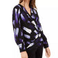 Blusa feminina Alfani com sobrepeliz estampada, roxa, tamanho médio