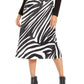 Saia midi evasê com estampa de zebra Alfani feminina, preta, tamanho 16