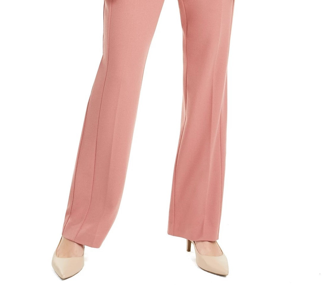 Calça reta com cinto Alfani feminina, rosa médio, tamanho 10
