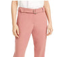 Calça feminina Alfani com cinto e perna reta, tamanho 4, rosa médio