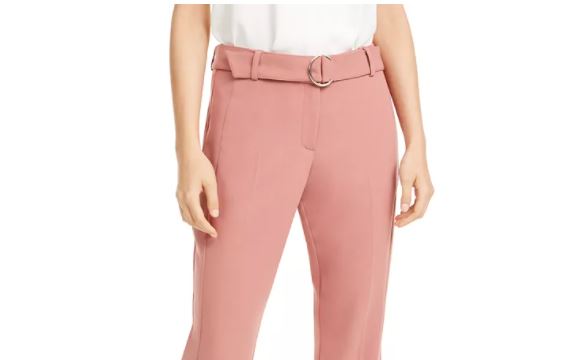 Calça feminina Alfani com cinto e perna reta, tamanho 4, rosa médio