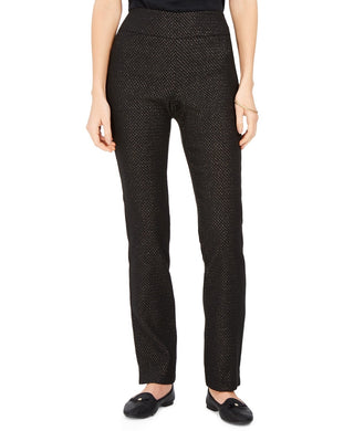 Charter Club Women's Jacquard Pull-On Pants Charcoal Size 14