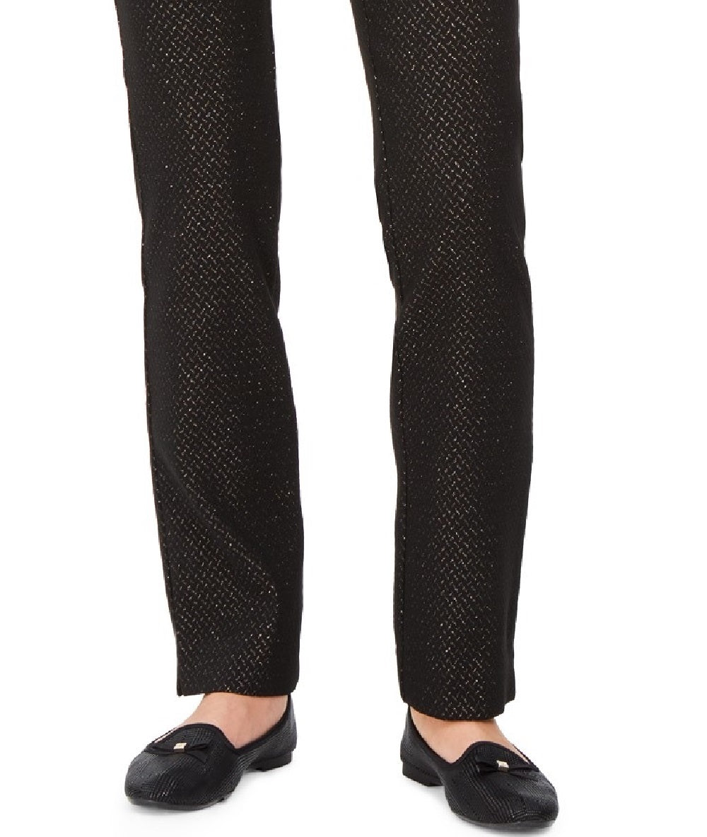 Calça feminina Charter Club Jacquard Pull-On, cor carvão, tamanho 14