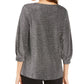 Blusa feminina Alfani de malha metálica com manga bispo, tamanho médio, cinza, tamanho X-S